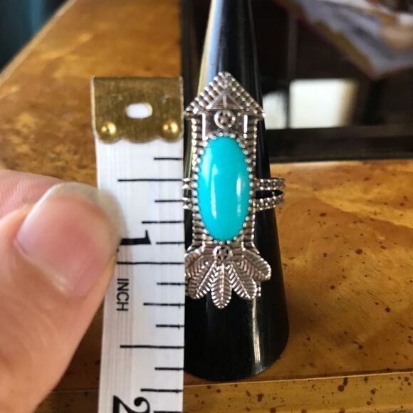 Natural Sleeping Beauty Turquoise Sterling Silver Arrow Ring Size 6 - Picture 5 of 9